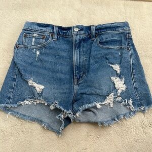 Abercrombie & Fitch The Mom Blue Denim Shorts High Rise Size 4/27